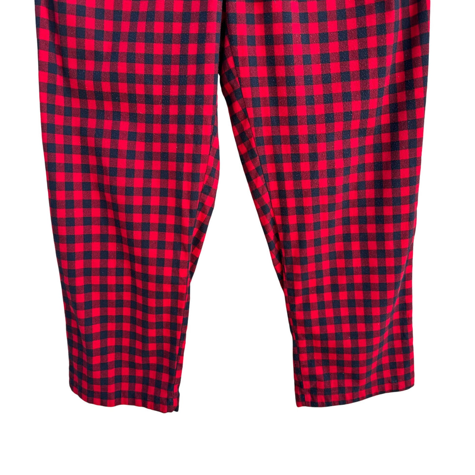 Nautica Men's Red & Black Plaid Flannel Pajama Elastic & Drawstring Waist Pants