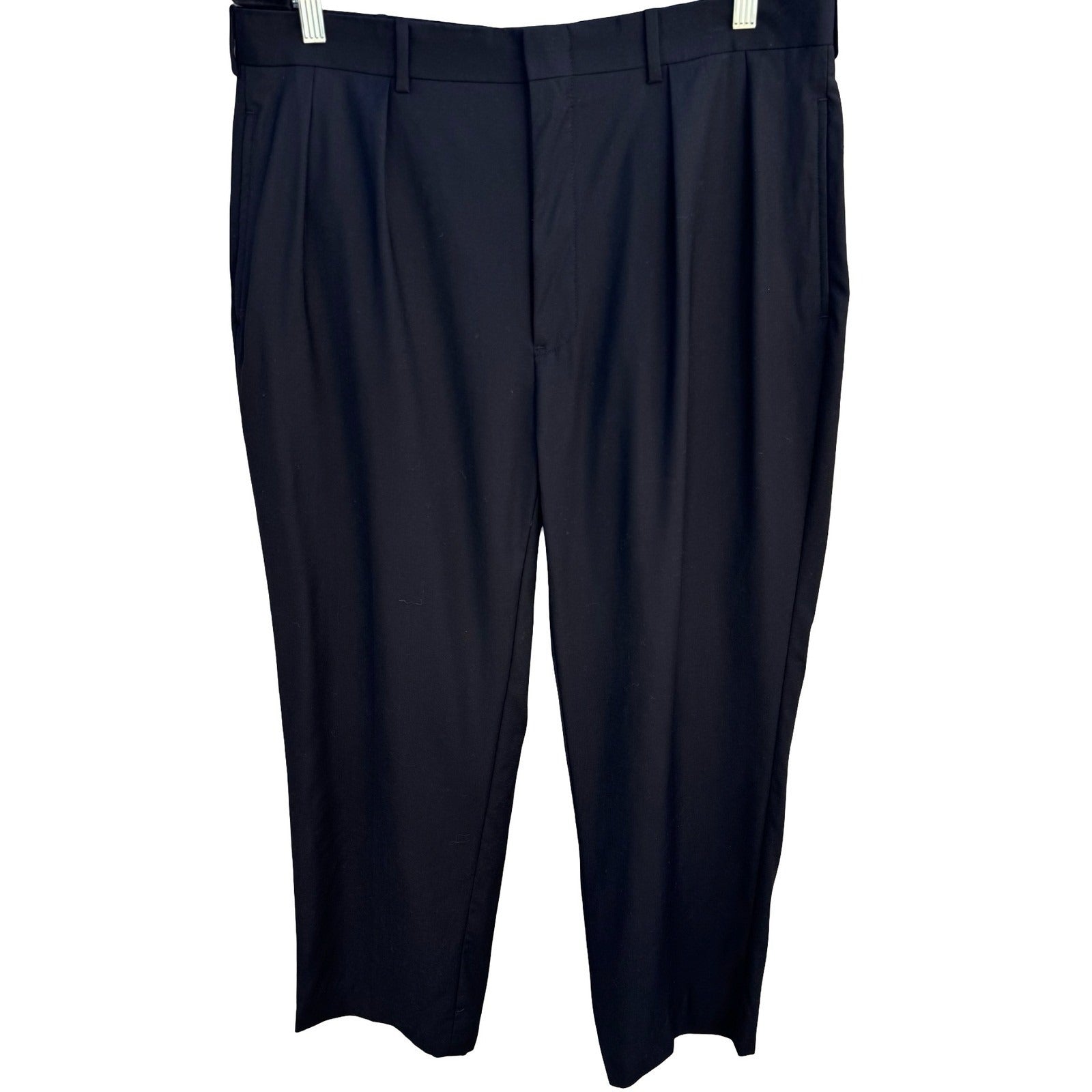 Polo Ralph Lauren Vintage 90s Mens Black 100% Wool Pleated Dress Pants Size 36