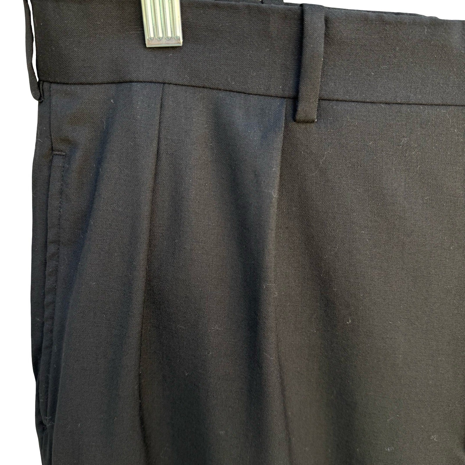 Polo Ralph Lauren Vintage 90s Mens Black 100% Wool Pleated Dress Pants Size 36