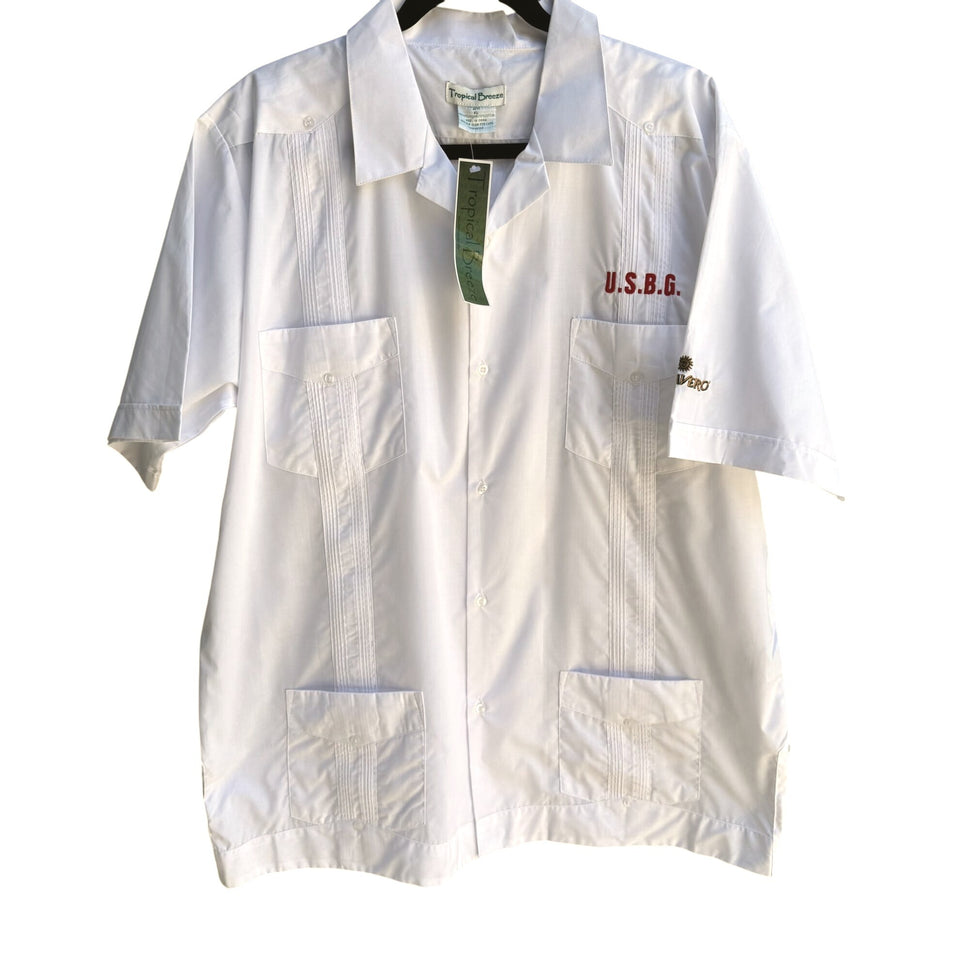 Tropical Breeze Acavero Mens White USBG Embroidered Guayabera Shirt New XL