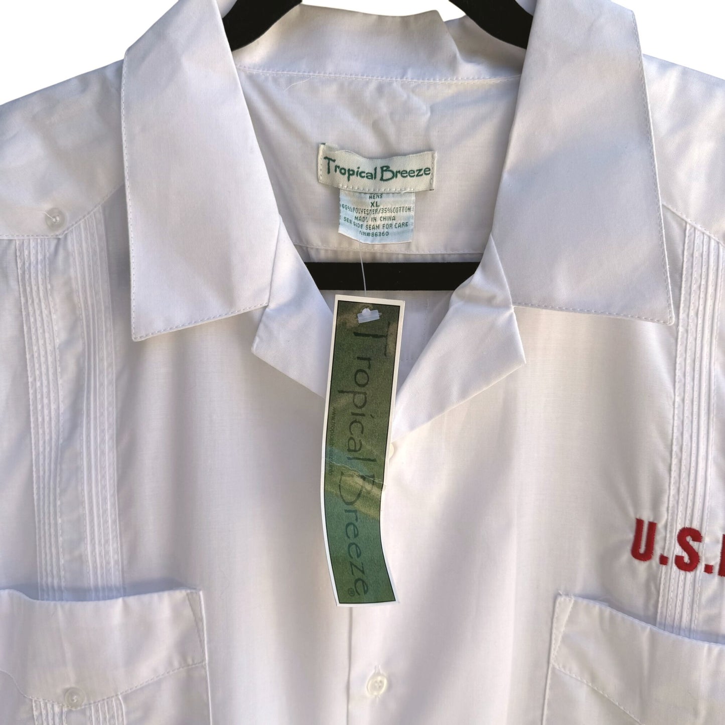 Tropical Breeze Acavero Mens White USBG Embroidered Guayabera Shirt New XL