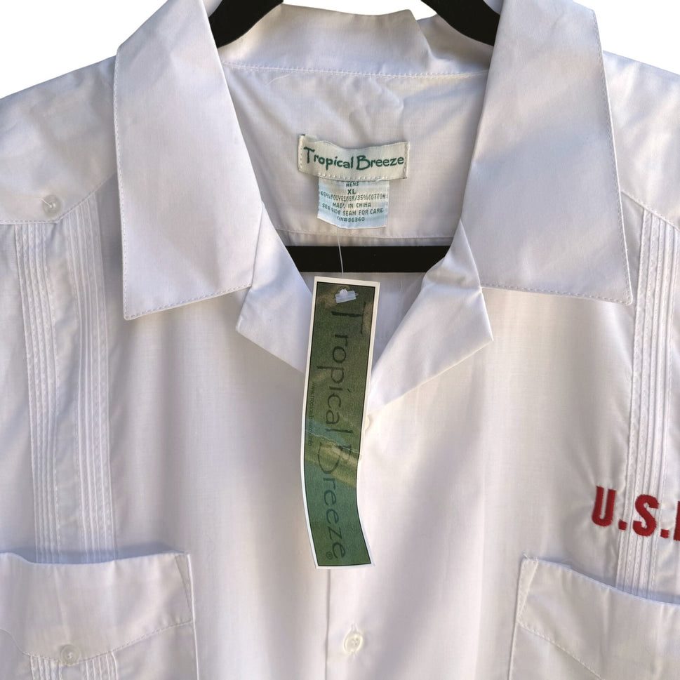 Tropical Breeze Acavero Mens White USBG Embroidered Guayabera Shirt New XL