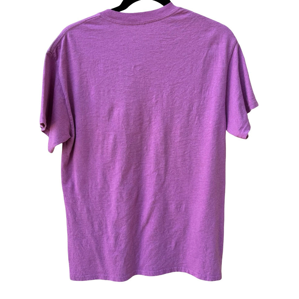 Aloha Hawaii Purple Graphic T-Shirt Tropical Palm Tree Hibiscus Tee Mens Medium
