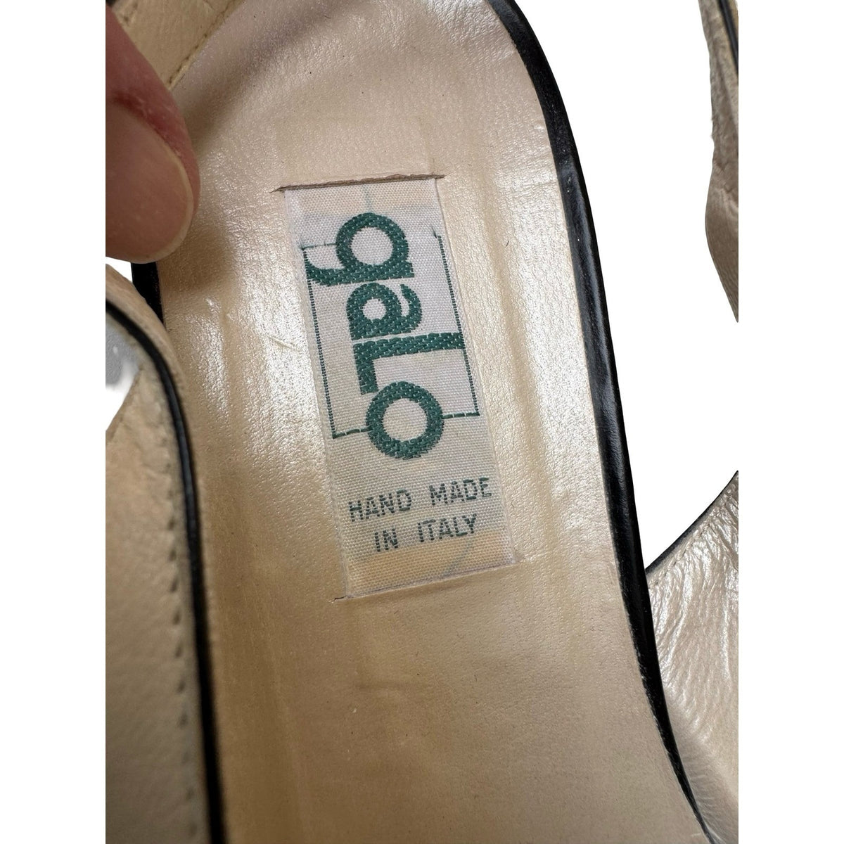 Galo Vintage Two Tone Old Money Cap Toe Leather Slingback Pumps Cream Womens 42