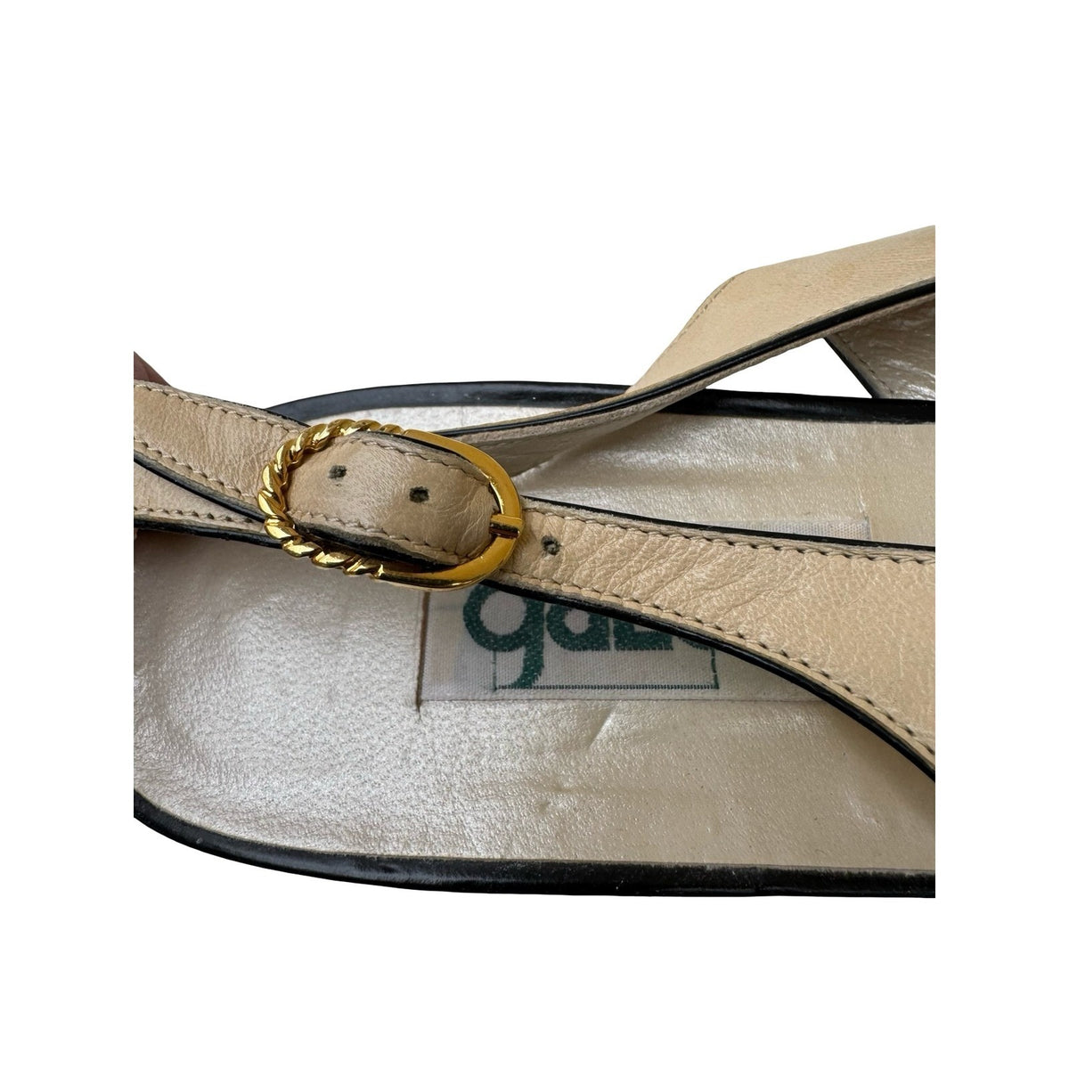 Galo Vintage Two Tone Old Money Cap Toe Leather Slingback Pumps Cream Womens 42