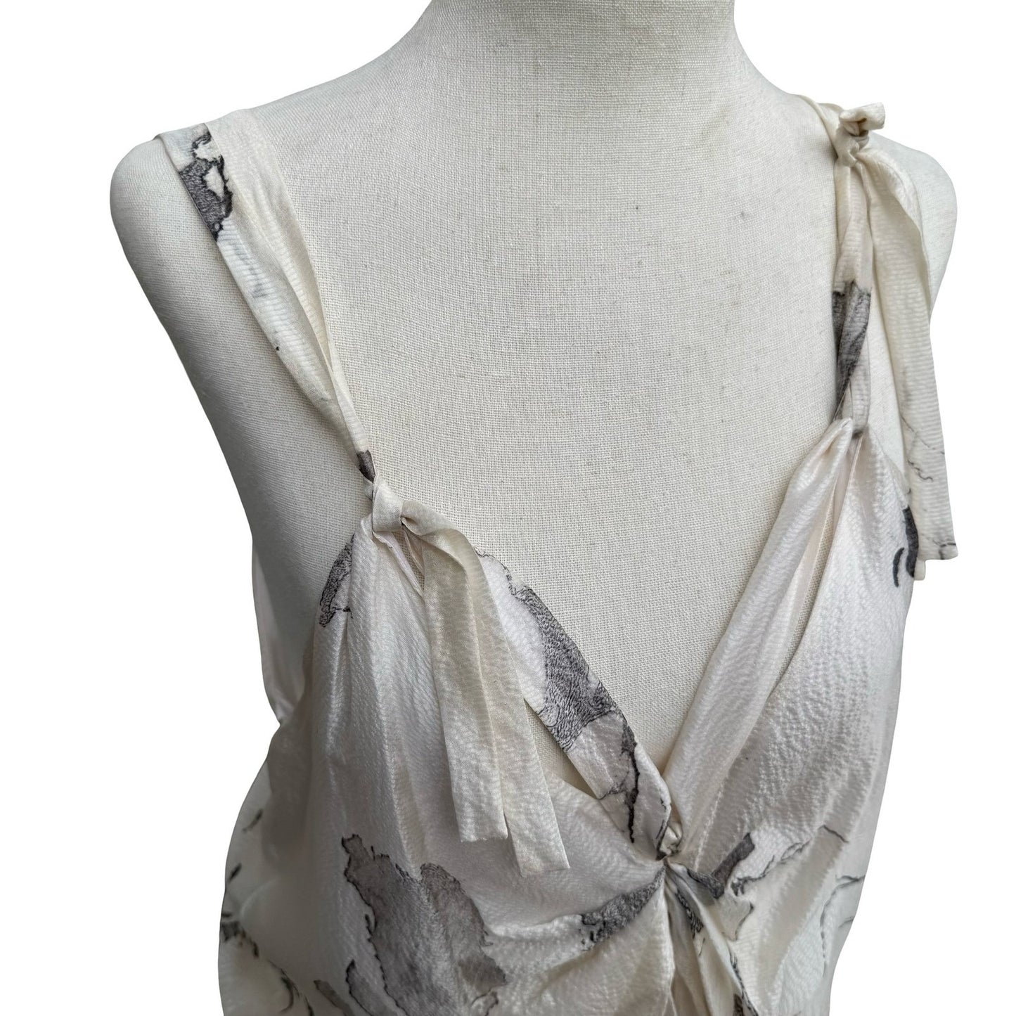 Sharon Wauchob French Silk Ethereal Avant Garde Draped Midi Dress Abstract Print