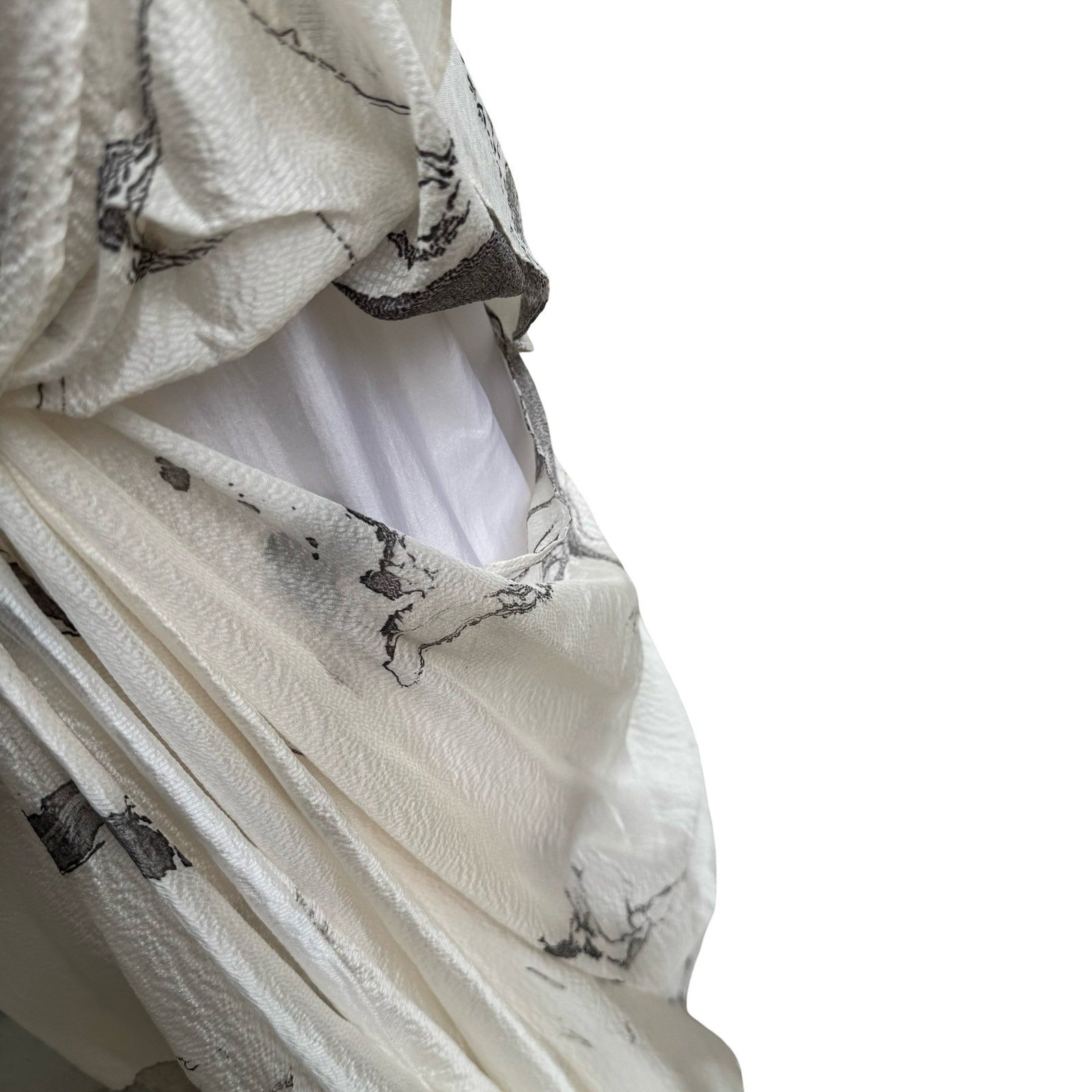 Sharon Wauchob French Silk Ethereal Avant Garde Draped Midi Dress Abstract Print