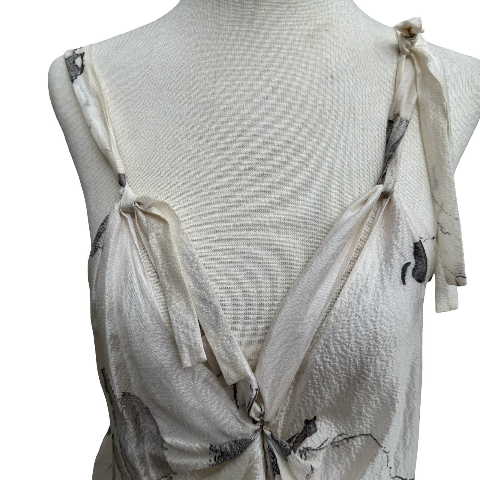 Sharon Wauchob French Silk Ethereal Avant Garde Draped Midi Dress Abstract Print