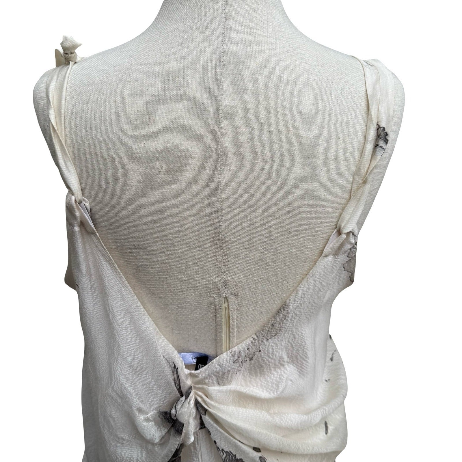Sharon Wauchob French Silk Ethereal Avant Garde Draped Midi Dress Abstract Print