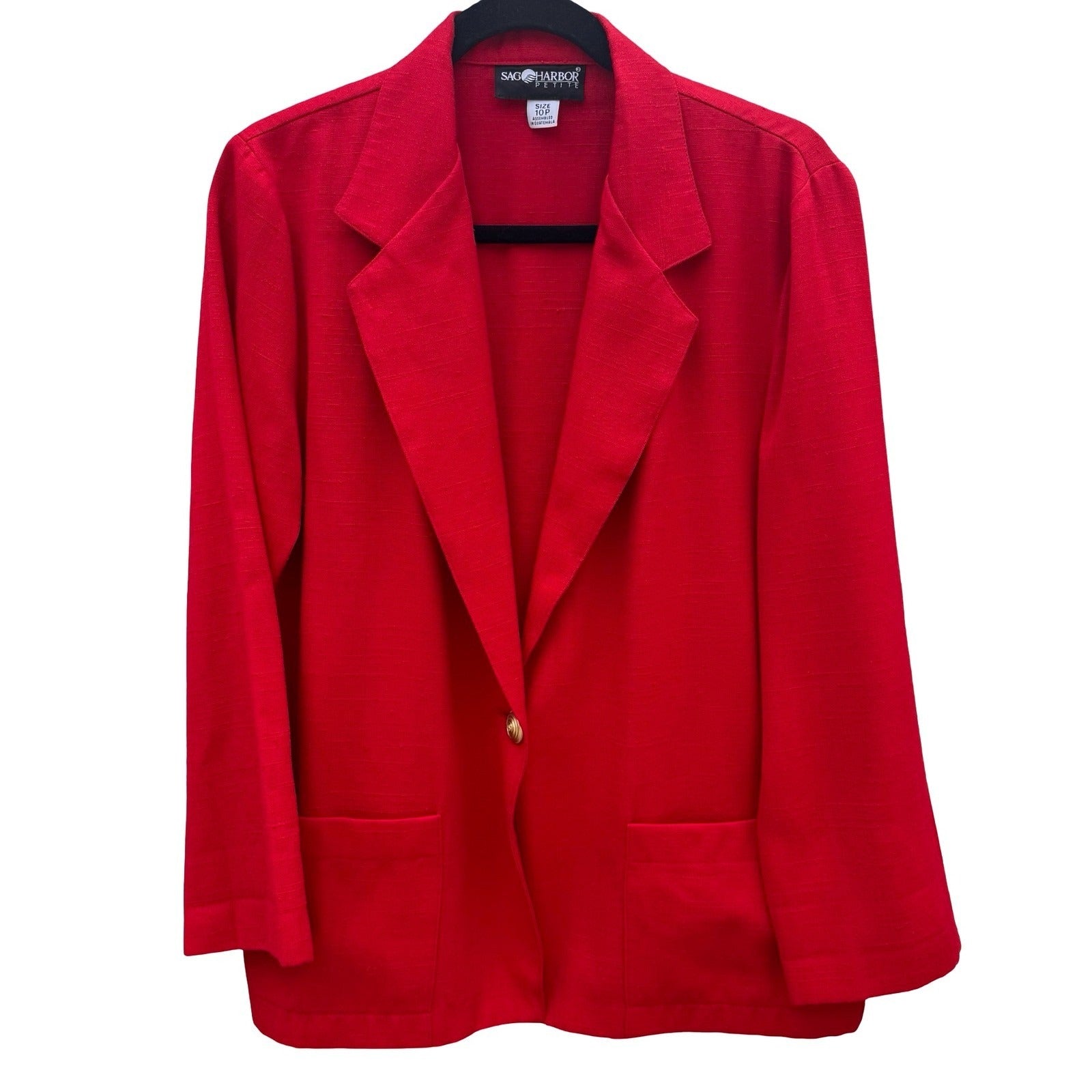Sag Harbor Vintage 80s 90s Red Single Button Blazer Jacket Textured Size 10P
