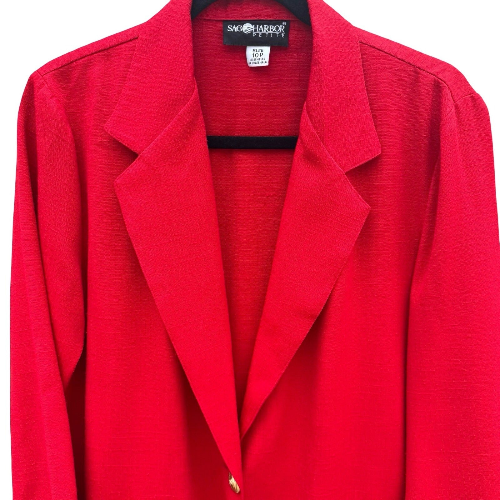 Sag Harbor Vintage 80s 90s Red Single Button Blazer Jacket Textured Size 10P