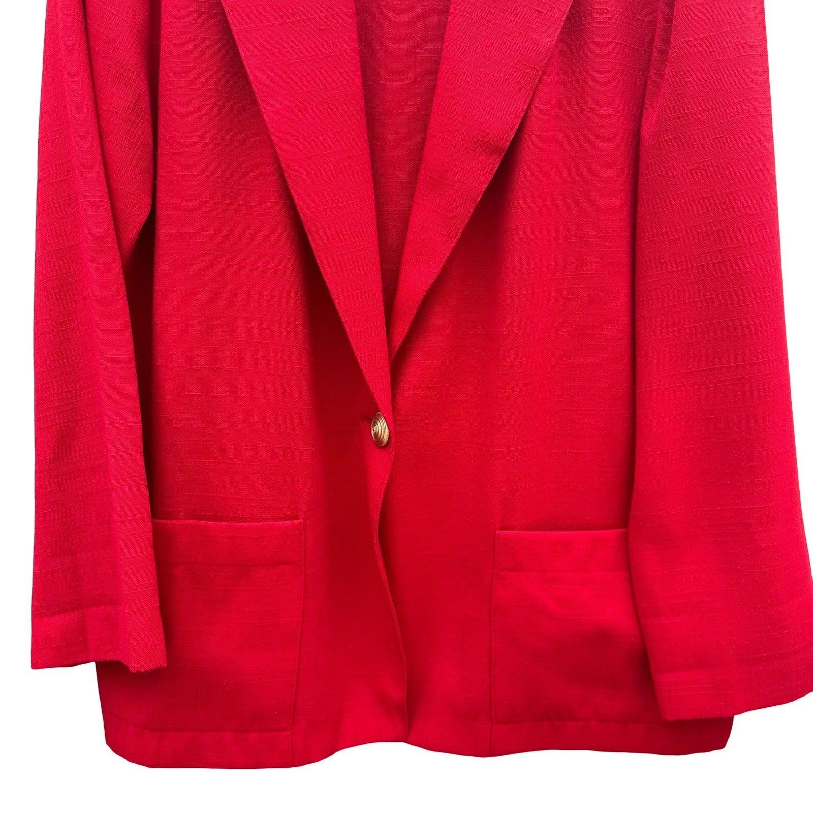 Sag Harbor Vintage 80s 90s Red Single Button Blazer Jacket Textured Size 10P