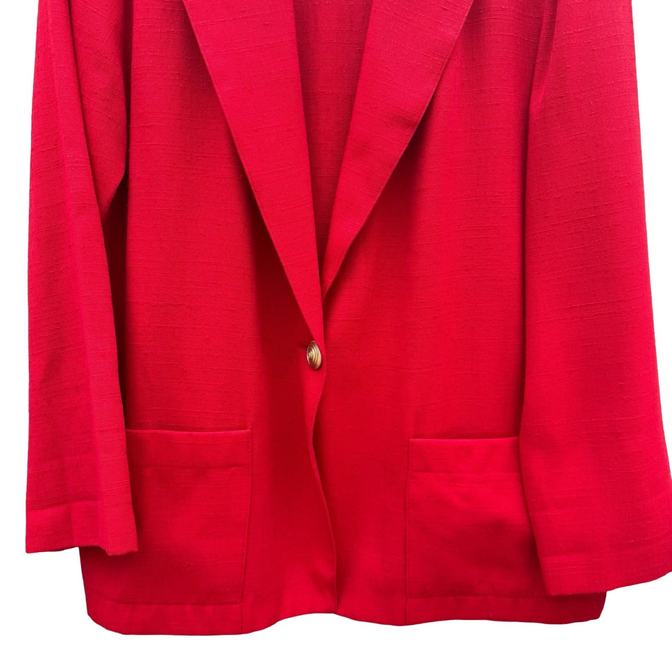 Sag Harbor Vintage 80s 90s Red Single Button Blazer Jacket Textured Size 10P