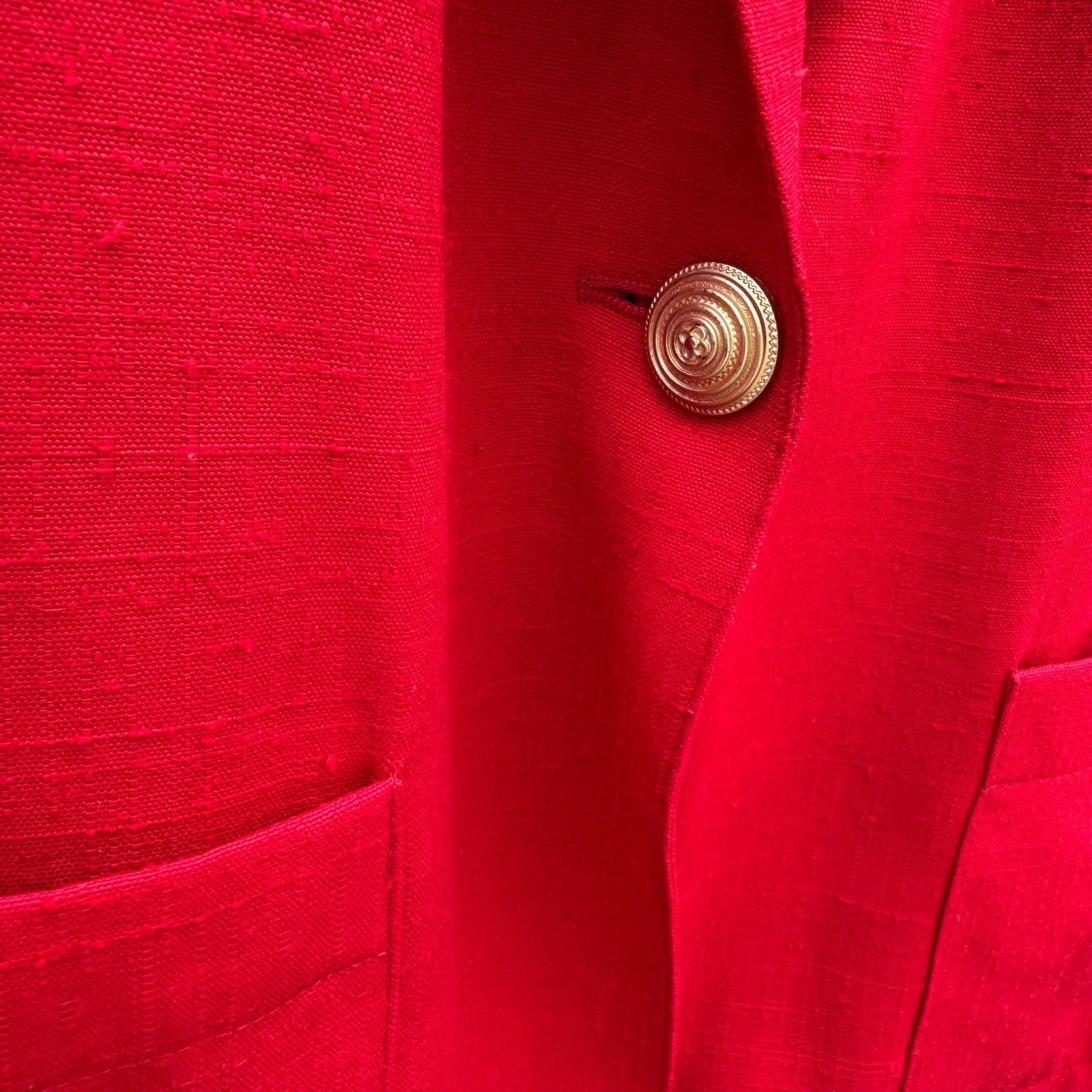 Sag Harbor Vintage 80s 90s Red Single Button Blazer Jacket Textured Size 10P
