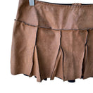 Switch Picasso Y2K Grunge Punk Faux Leather Raw Edge Paneled Pleated Mini Skirt Brown L 3 image