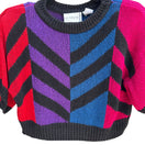 Switch Liz Claiborne Petite Vintage Cropped Chevron Short Sleeve Silk Blend Sweater P 2 image
