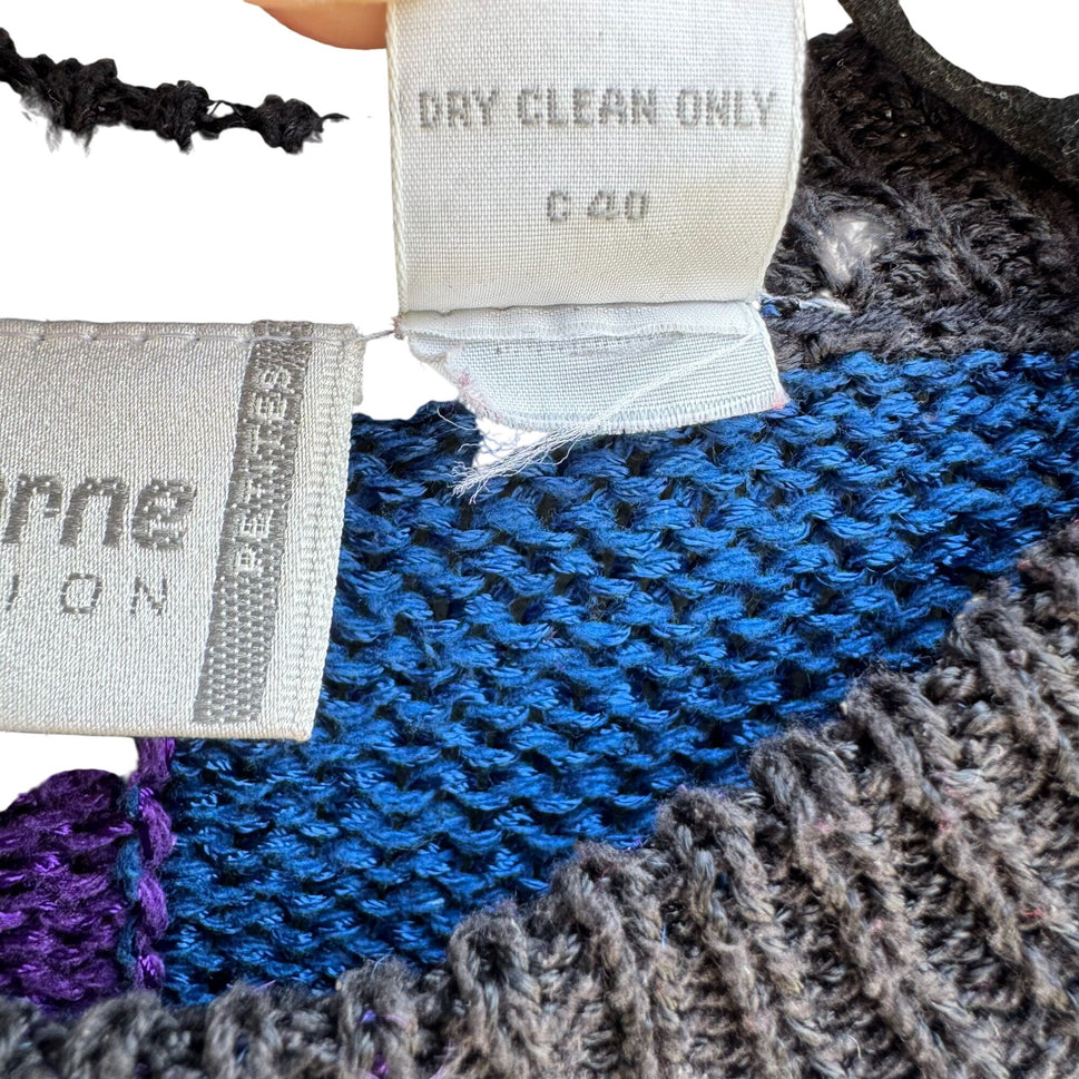 Liz Claiborne Petite Vintage Cropped Chevron Short Sleeve Silk Blend Sweater P