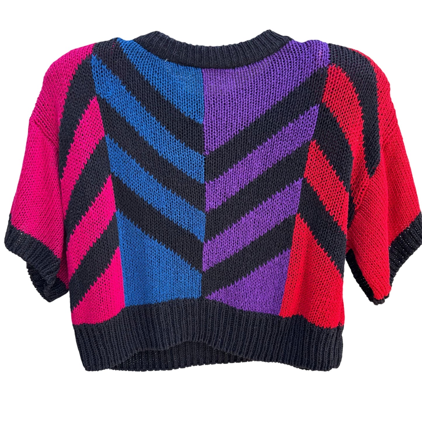 Liz Claiborne Petite Vintage Cropped Chevron Short Sleeve Silk Blend Sweater P