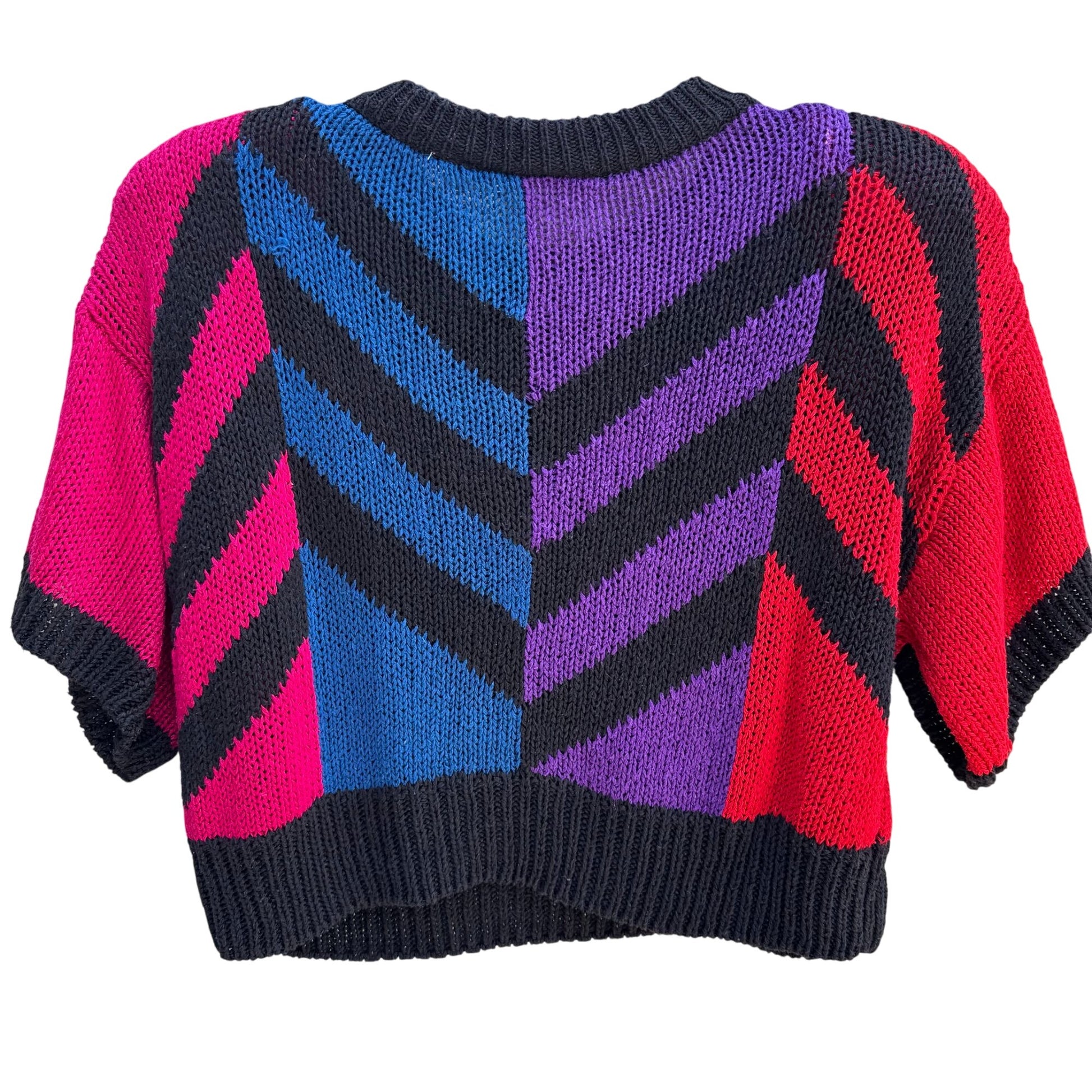 Liz Claiborne Petite Vintage Cropped Chevron Short Sleeve Silk Blend Sweater P