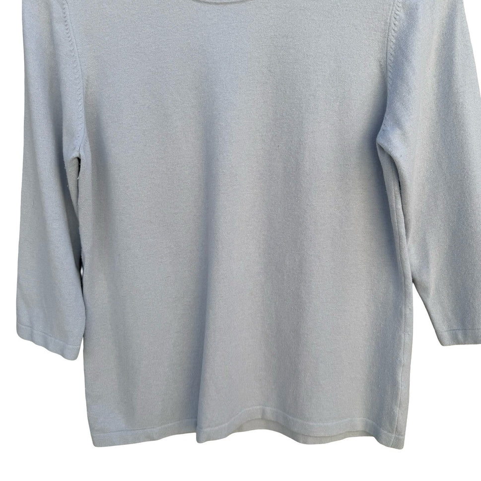 Banana Republic Womens Silk Blend 3/4 Sleeve Crew Neck Sweater Light Blue L