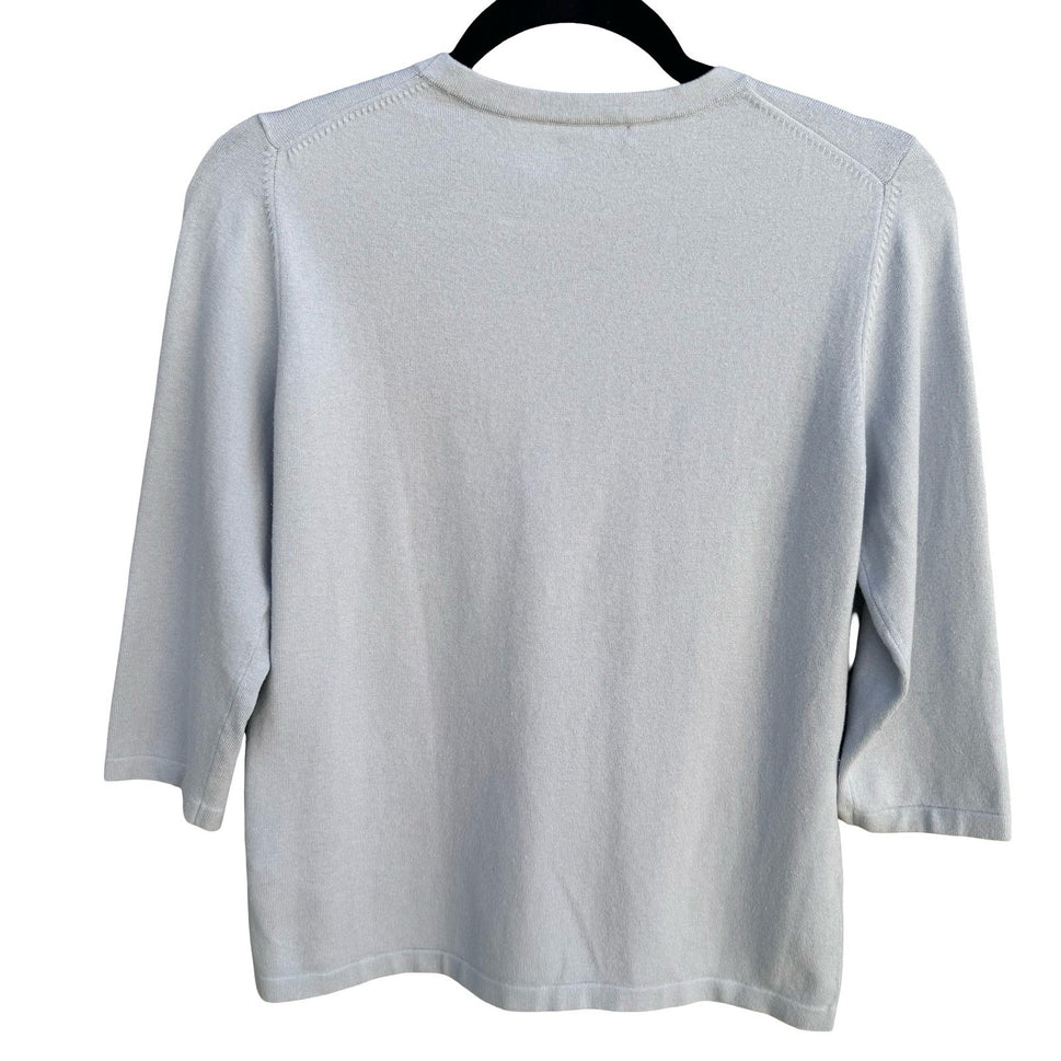 Banana Republic Womens Silk Blend 3/4 Sleeve Crew Neck Sweater Light Blue L