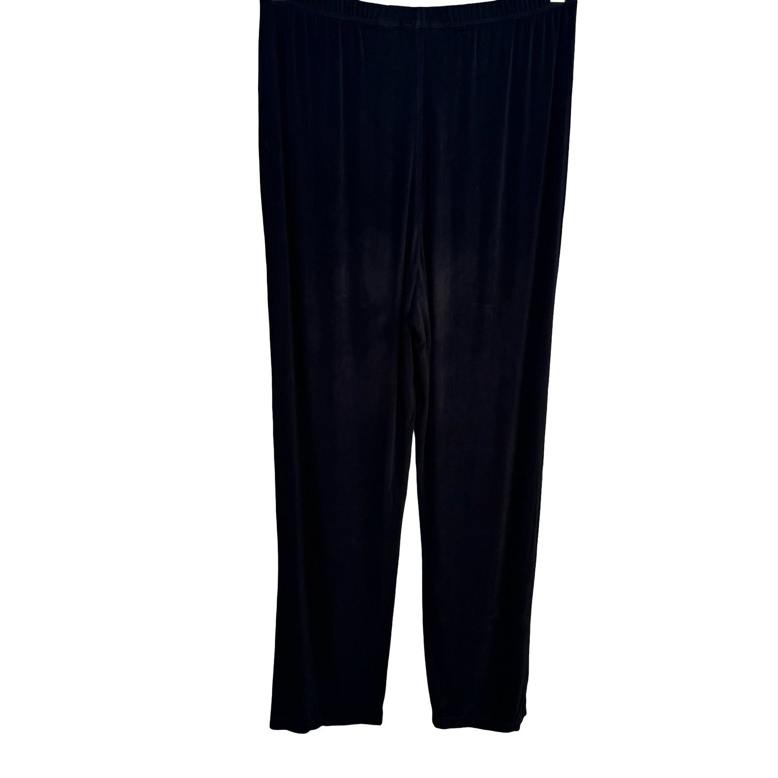 Chicos Travelers Black Slinky Knit Straight Leg Pull On Pants Womens 1 M Capsule