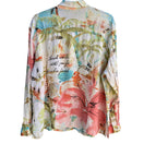 Switch Chicos Vintage Womens Linen Pastel Floral Snap Button Long Sleeve Summer Shirt A 2 image