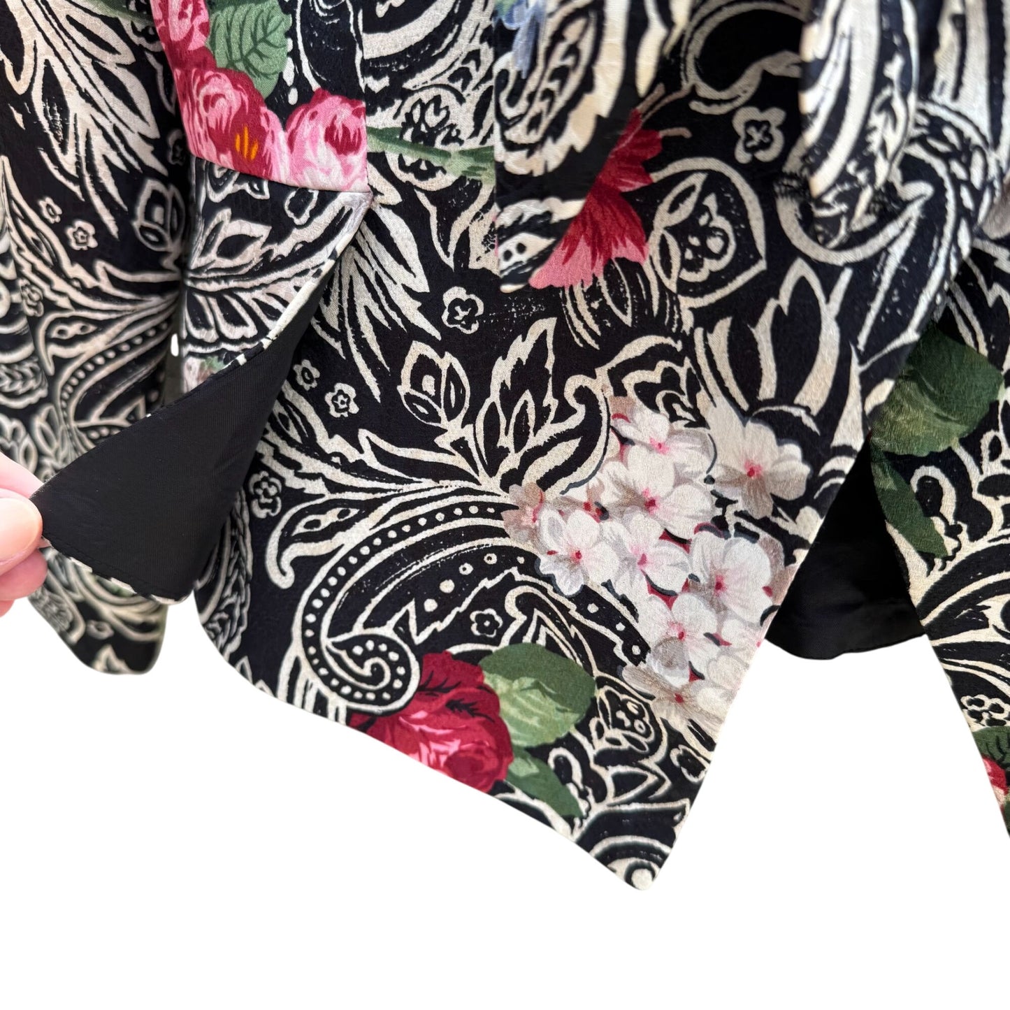 Richard Warren Petites Vintage Floral Print Long-Sleeve Tie Neck Peplum Blazer 2