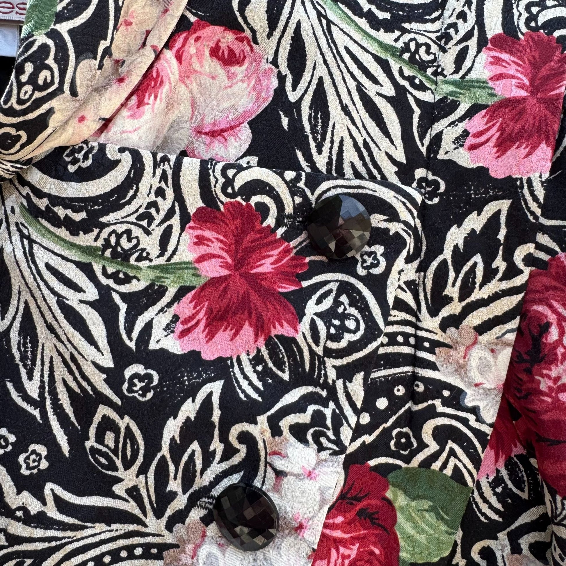 Richard Warren Petites Vintage Floral Print Long-Sleeve Tie Neck Peplum Blazer 2