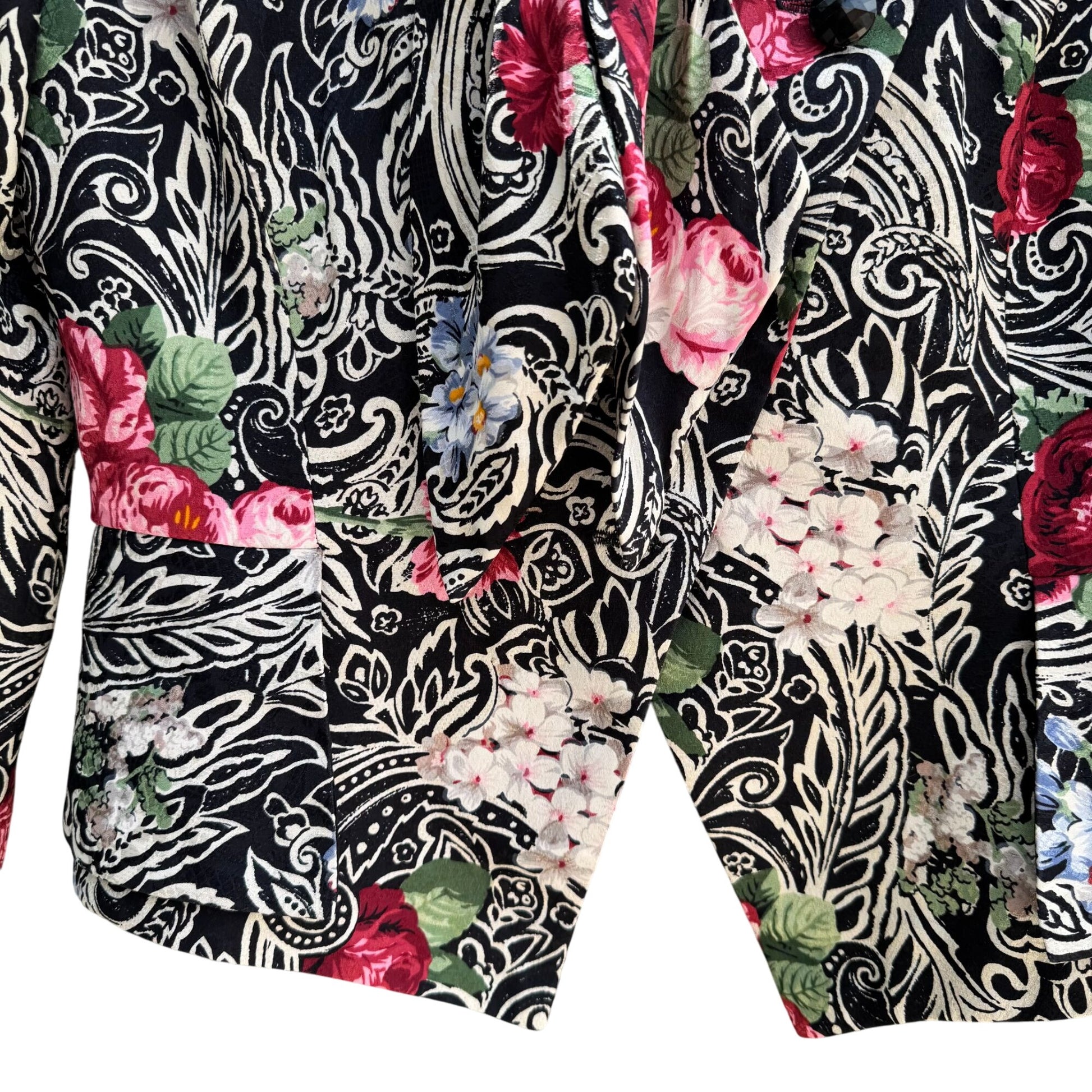 Richard Warren Petites Vintage Floral Print Long-Sleeve Tie Neck Peplum Blazer 2