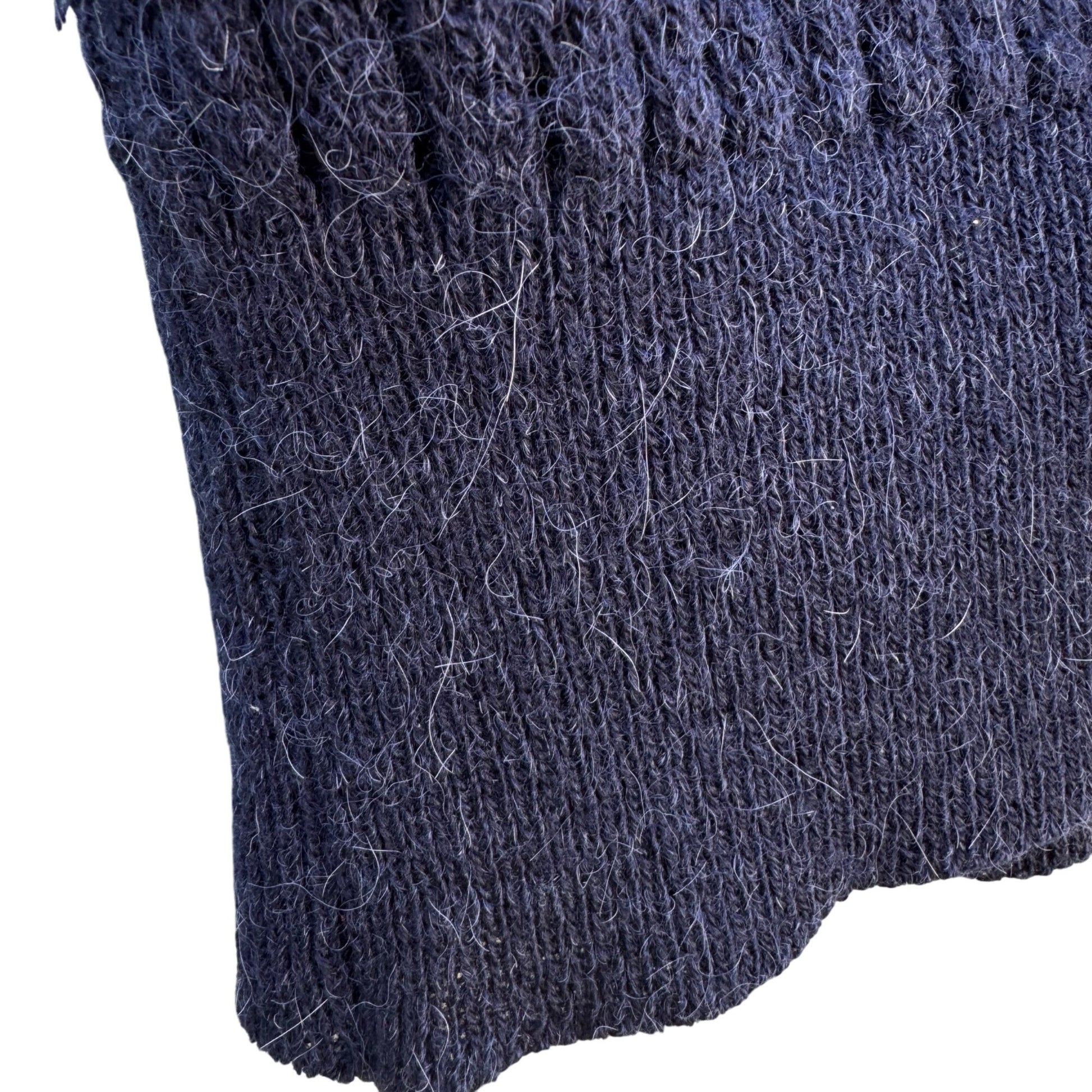 Rodier Paris Vintage Womens Navy Ribbed Knit Cardigan Front Button Closure Vest