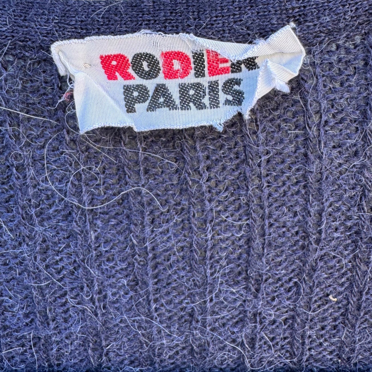 Rodier Paris Vintage Womens Navy Ribbed Knit Cardigan Front Button Closure Vest