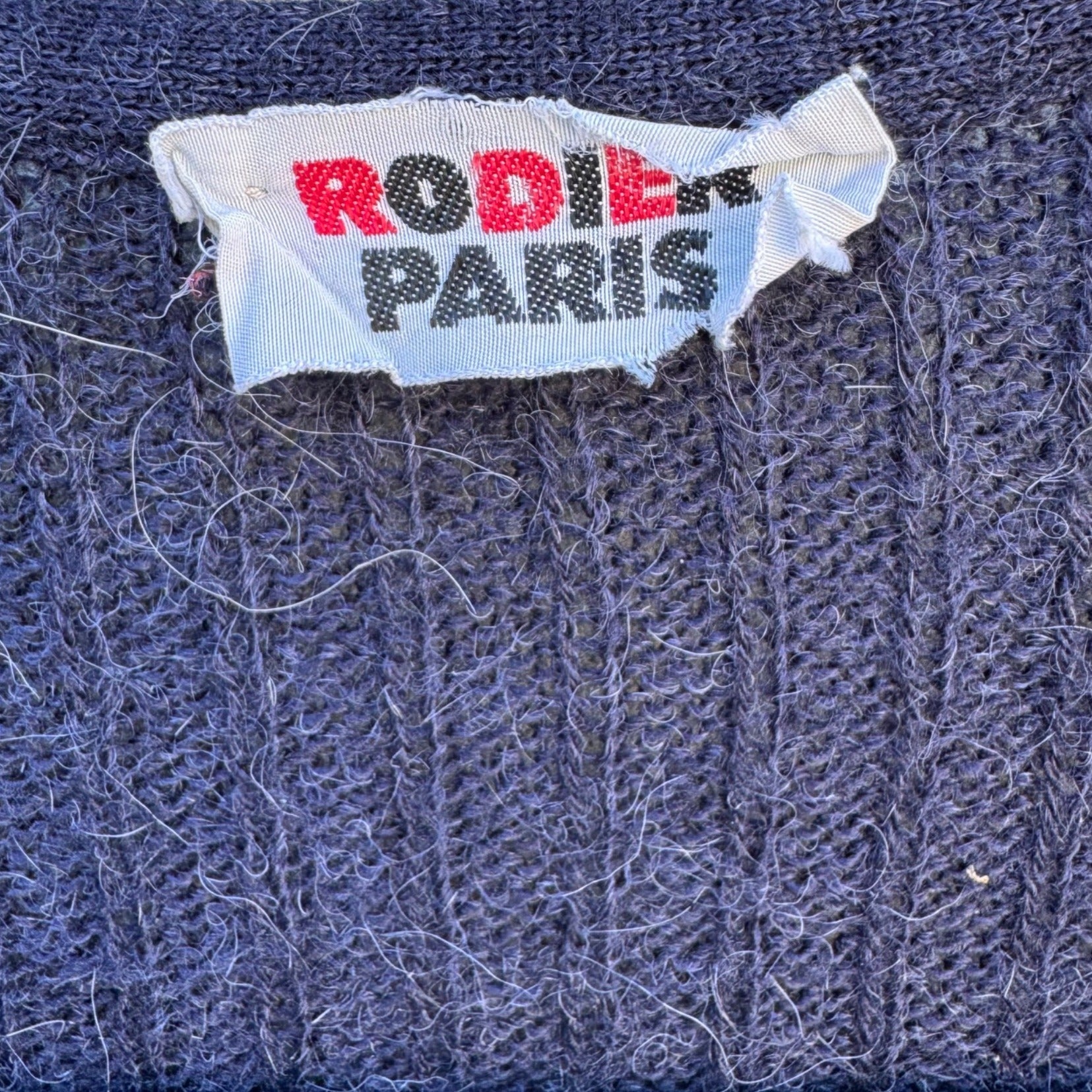 Rodier Paris Vintage Womens Navy Ribbed Knit Cardigan Front Button Closure Vest