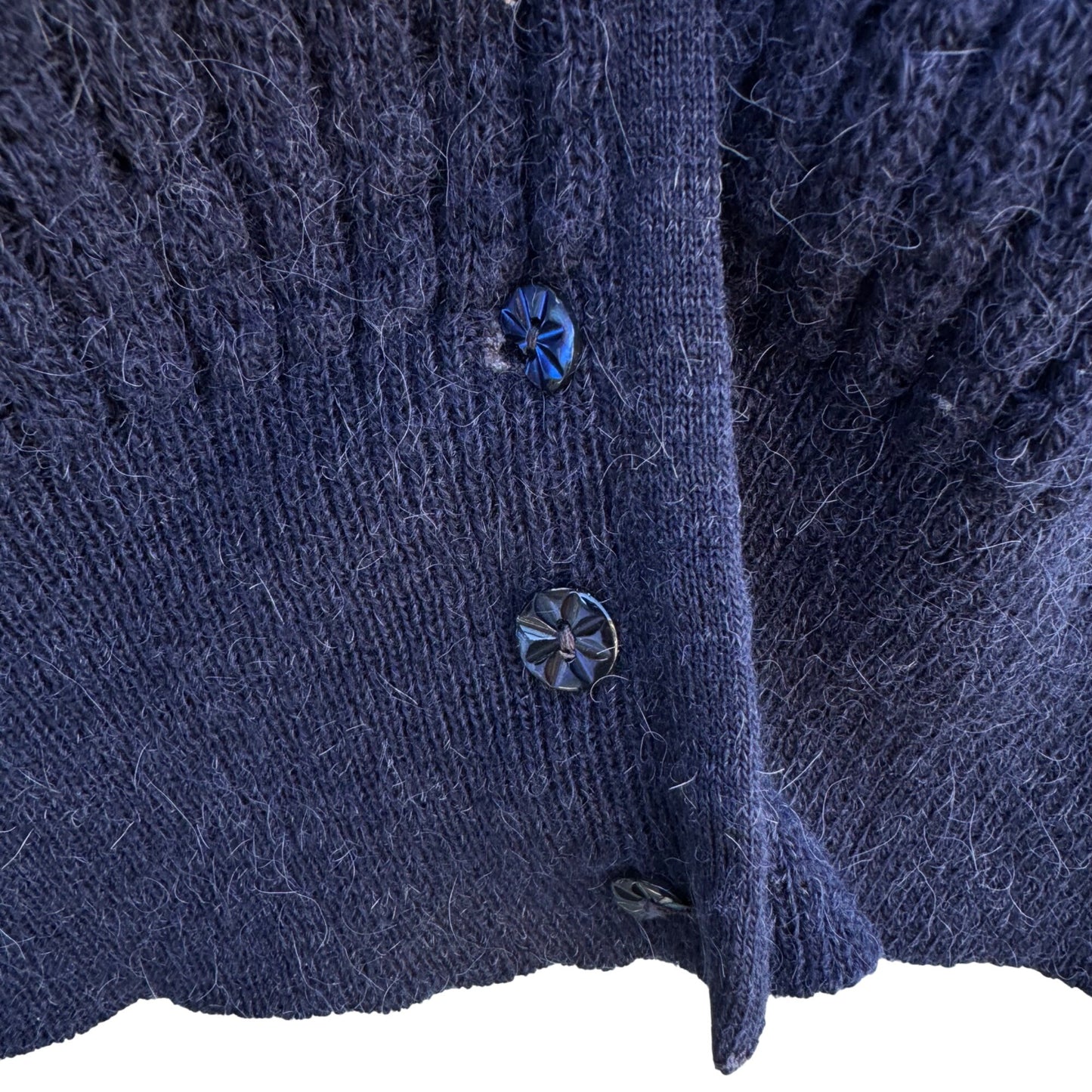 Rodier Paris Vintage Womens Navy Ribbed Knit Cardigan Front Button Closure Vest