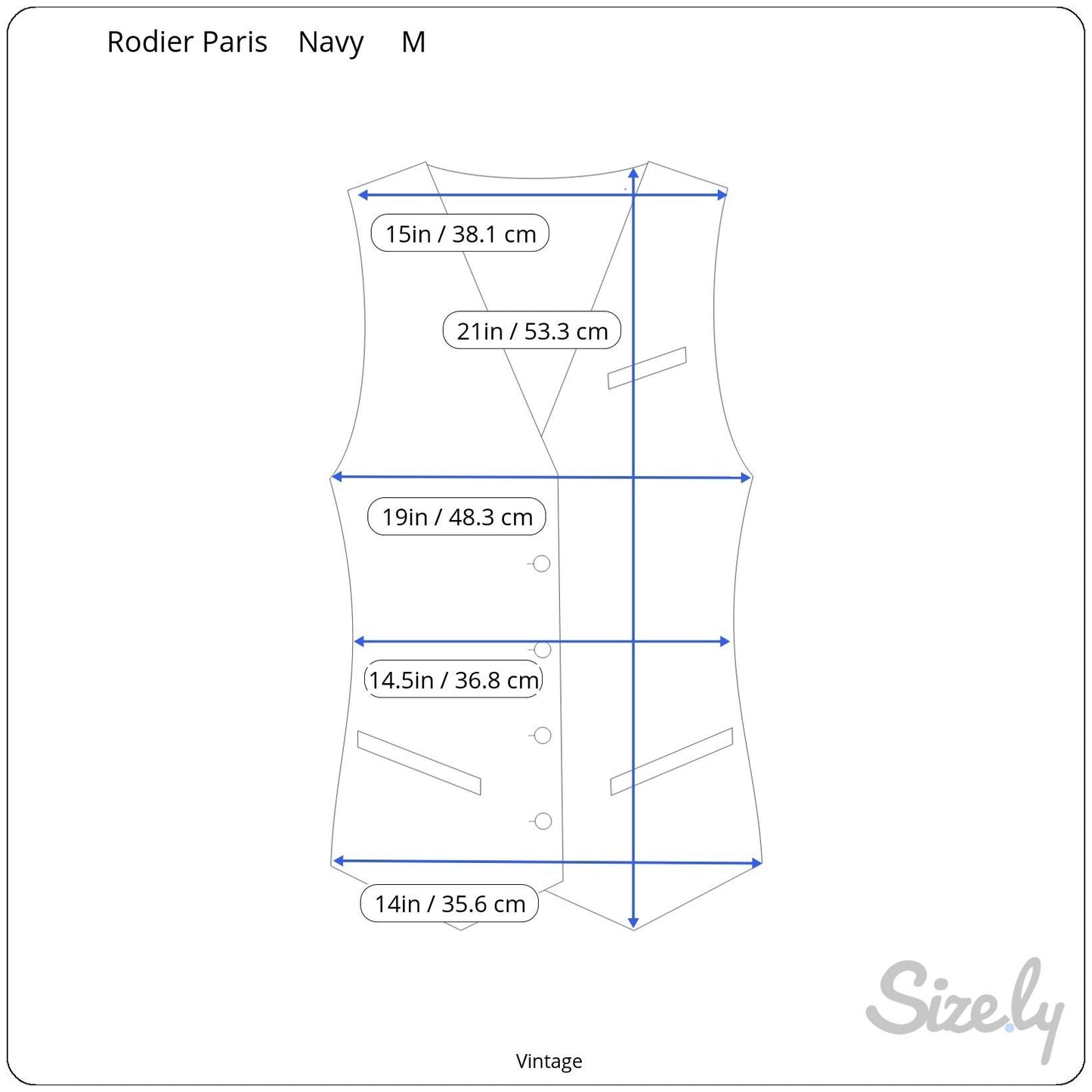 Rodier Paris Vintage Womens Navy Ribbed Knit Cardigan Front Button Closure Vest