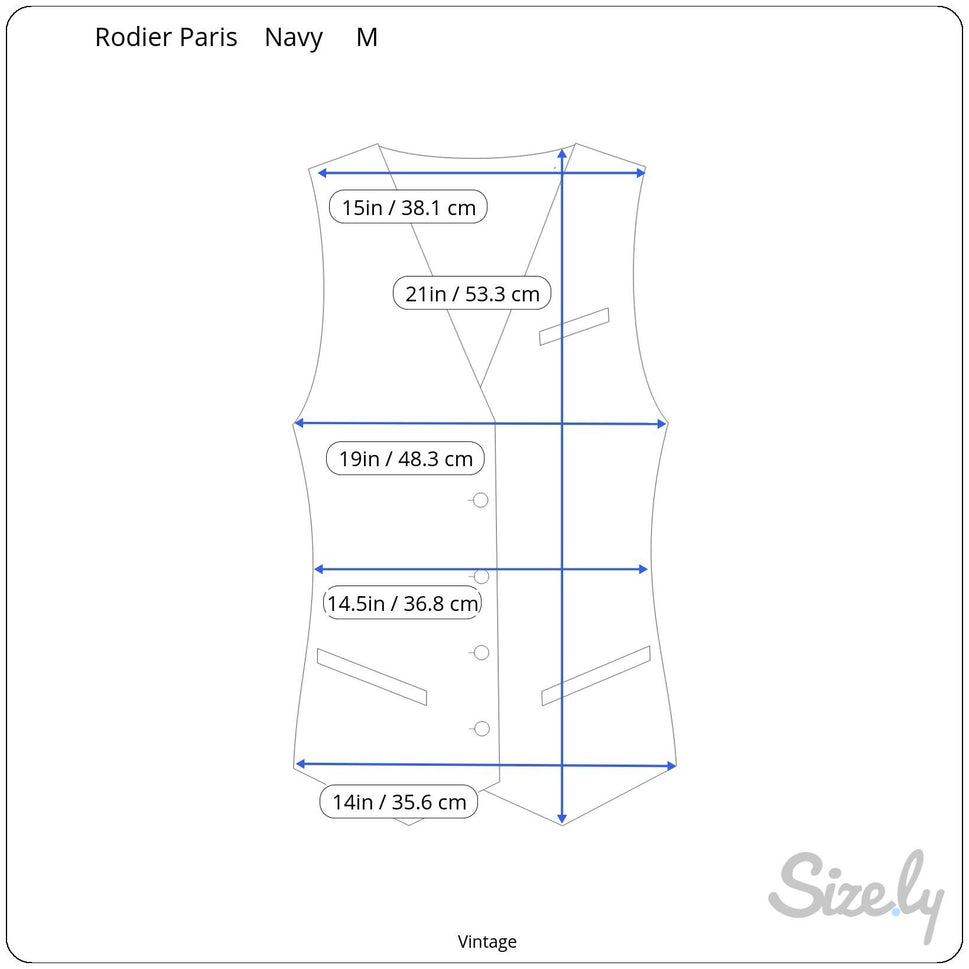 Rodier Paris Vintage Womens Navy Ribbed Knit Cardigan Front Button Closure Vest