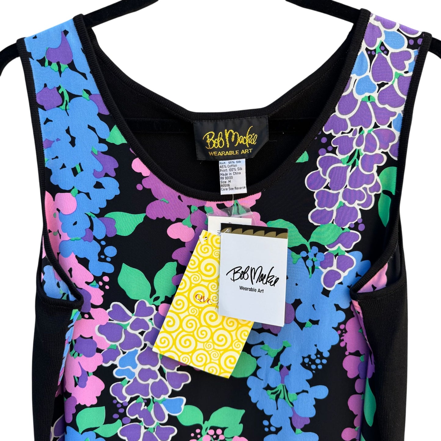 Bob Mackie Wearable Art Vintage Womens Silk Cotton Floral Sleeveless Tank Top M