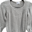 Switch Time &amp; Place Vintage 80s Womens Puff Sleeve Gray Knit Sweater Scoop Neck Cropped 3 image
