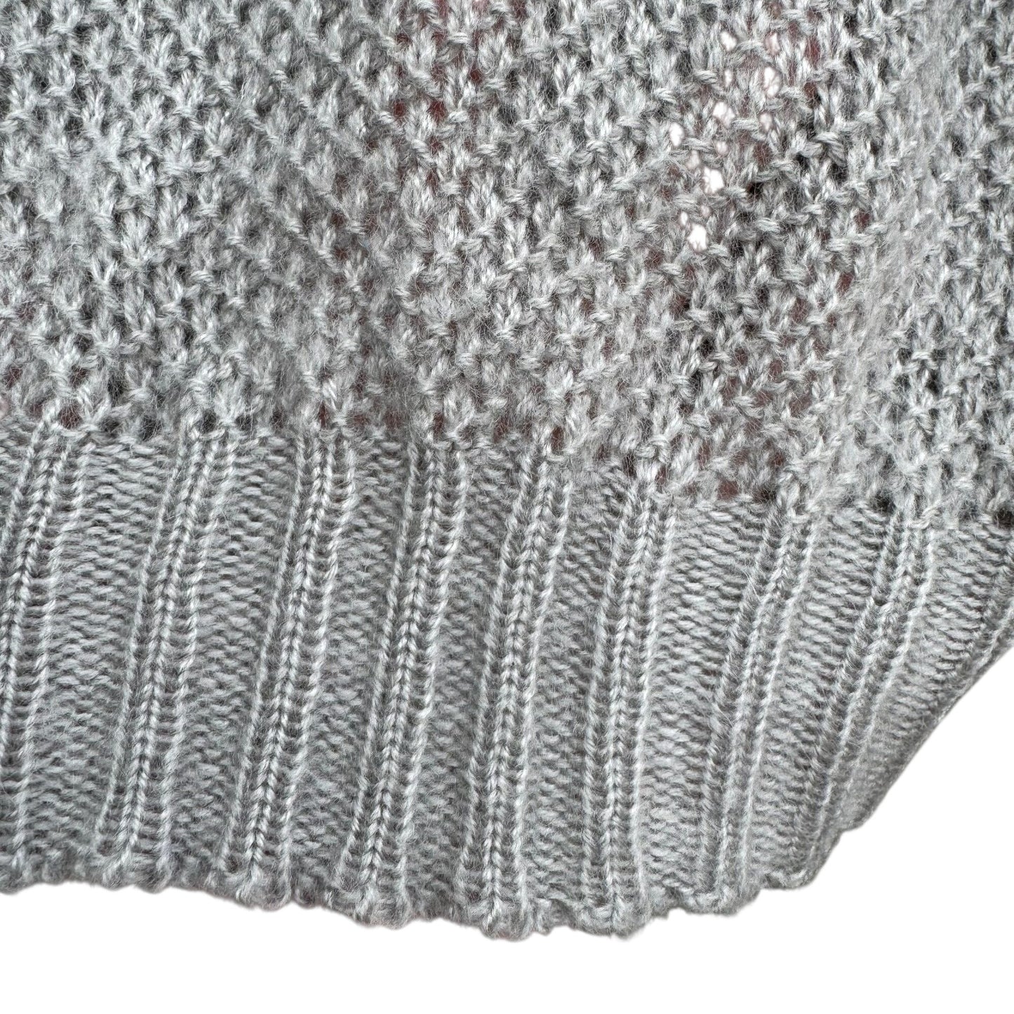 Time & Place Vintage 80s Womens Puff Sleeve Gray Knit Sweater Scoop Neck Cropped