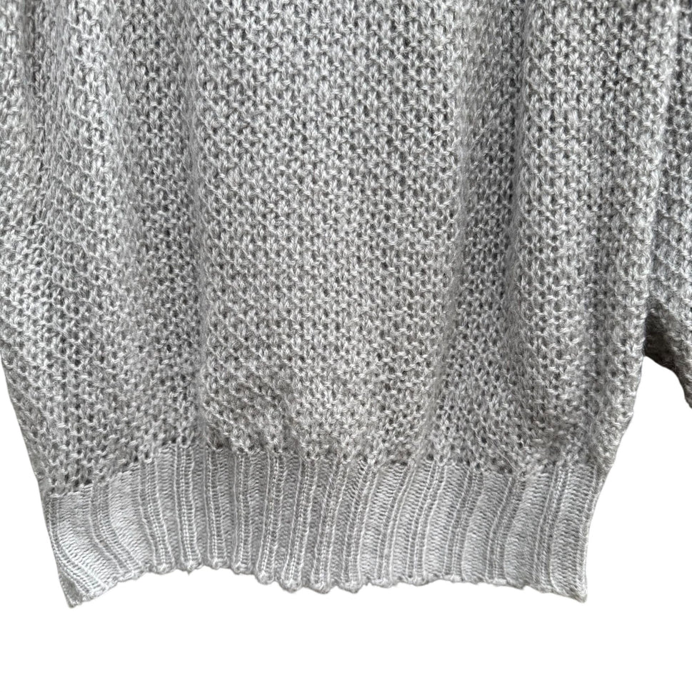 Time & Place Vintage 80s Womens Puff Sleeve Gray Knit Sweater Scoop Neck Cropped