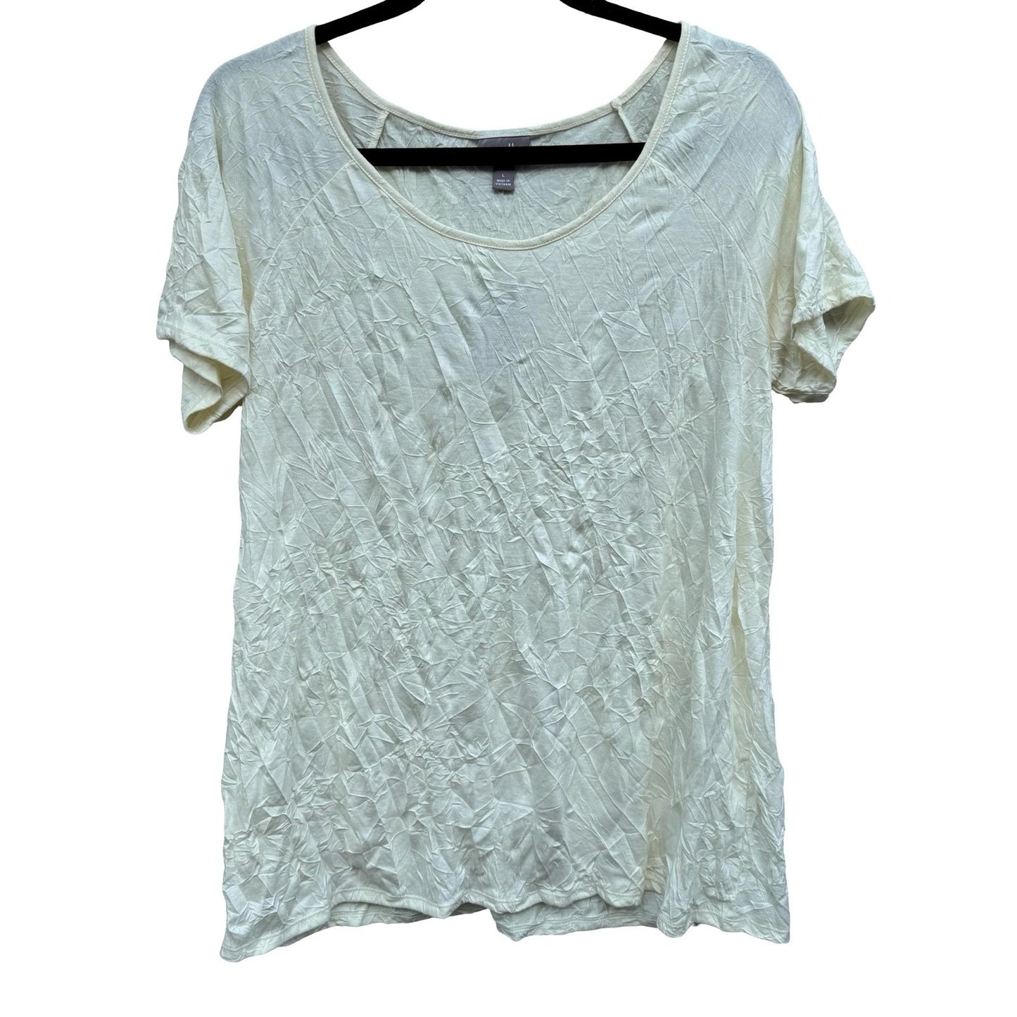 J Jill Butter Yellow Crinkle Texture Coastal Minimalist Layering Chic Top L NEW