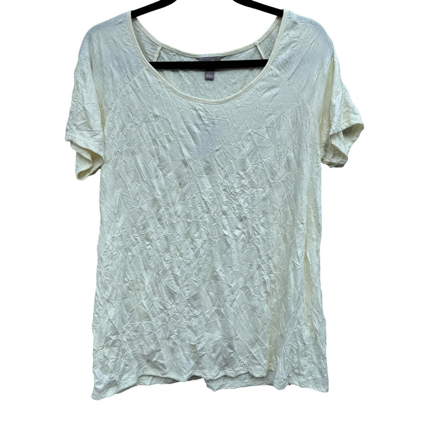 J Jill Butter Yellow Crinkle Texture Coastal Minimalist Layering Chic Top L NEW