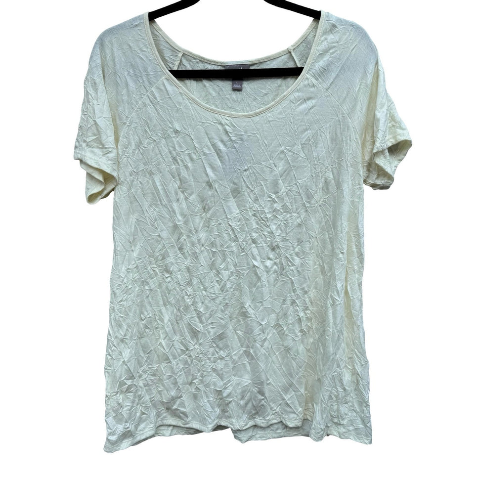J Jill Butter Yellow Crinkle Texture Coastal Minimalist Layering Chic Top L NEW