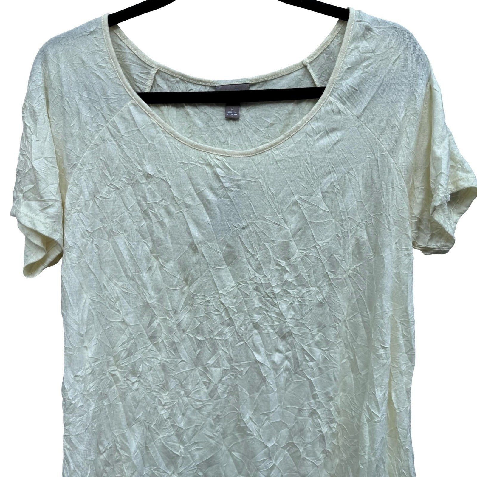J Jill Butter Yellow Crinkle Texture Coastal Minimalist Layering Chic Top L NEW