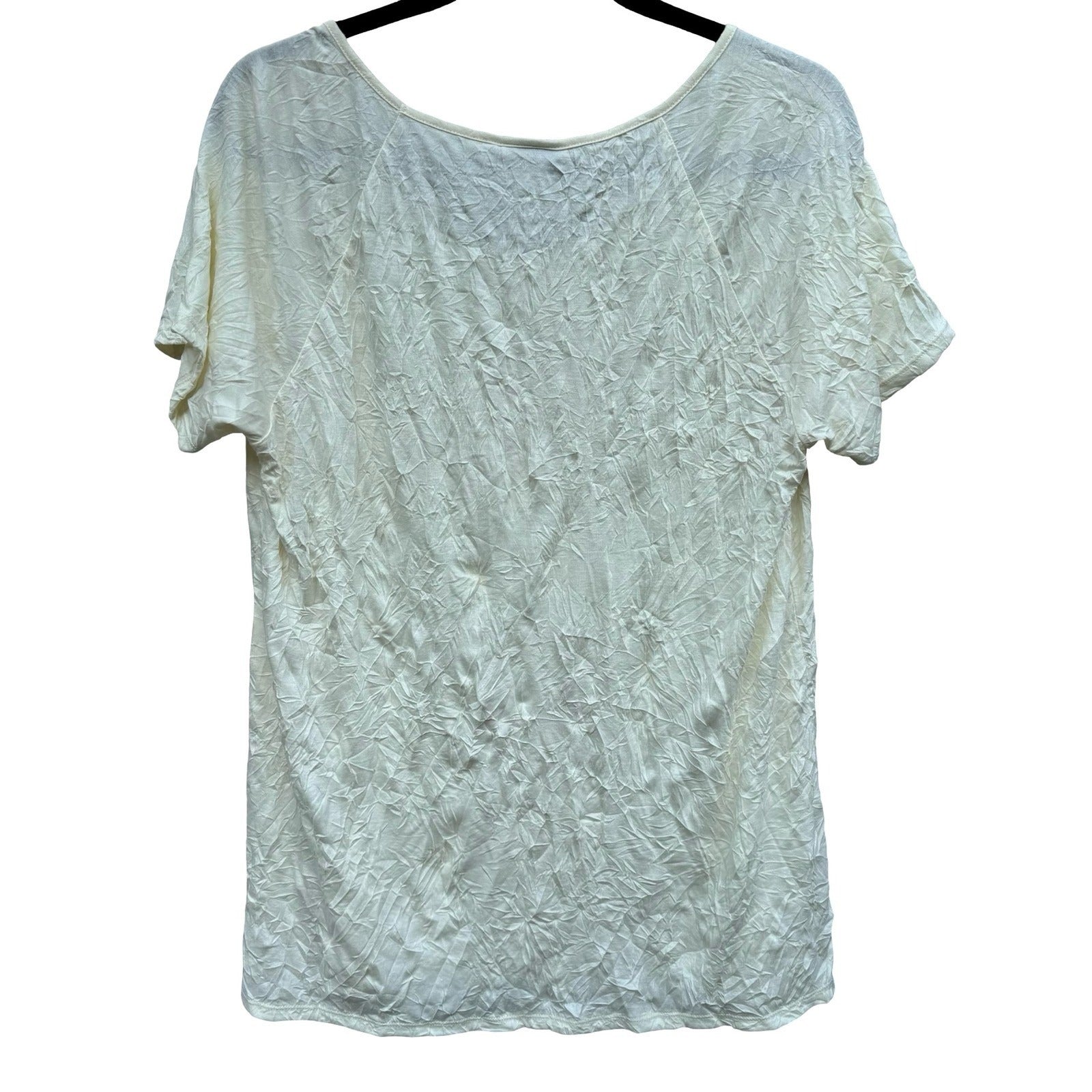 J Jill Butter Yellow Crinkle Texture Coastal Minimalist Layering Chic Top L NEW