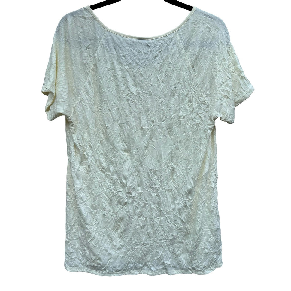 J Jill Butter Yellow Crinkle Texture Coastal Minimalist Layering Chic Top L NEW