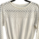 Switch Vintage Coquette Pointelle Knit Sweater White Openwork Lacy Long Sleeve Top M/L 3 image