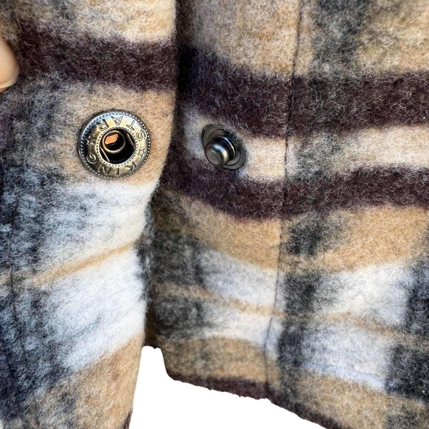 Forever 21 Plaid Flannel Y2K Grunge Oversized Jacket M Brown Beige Wool Blend