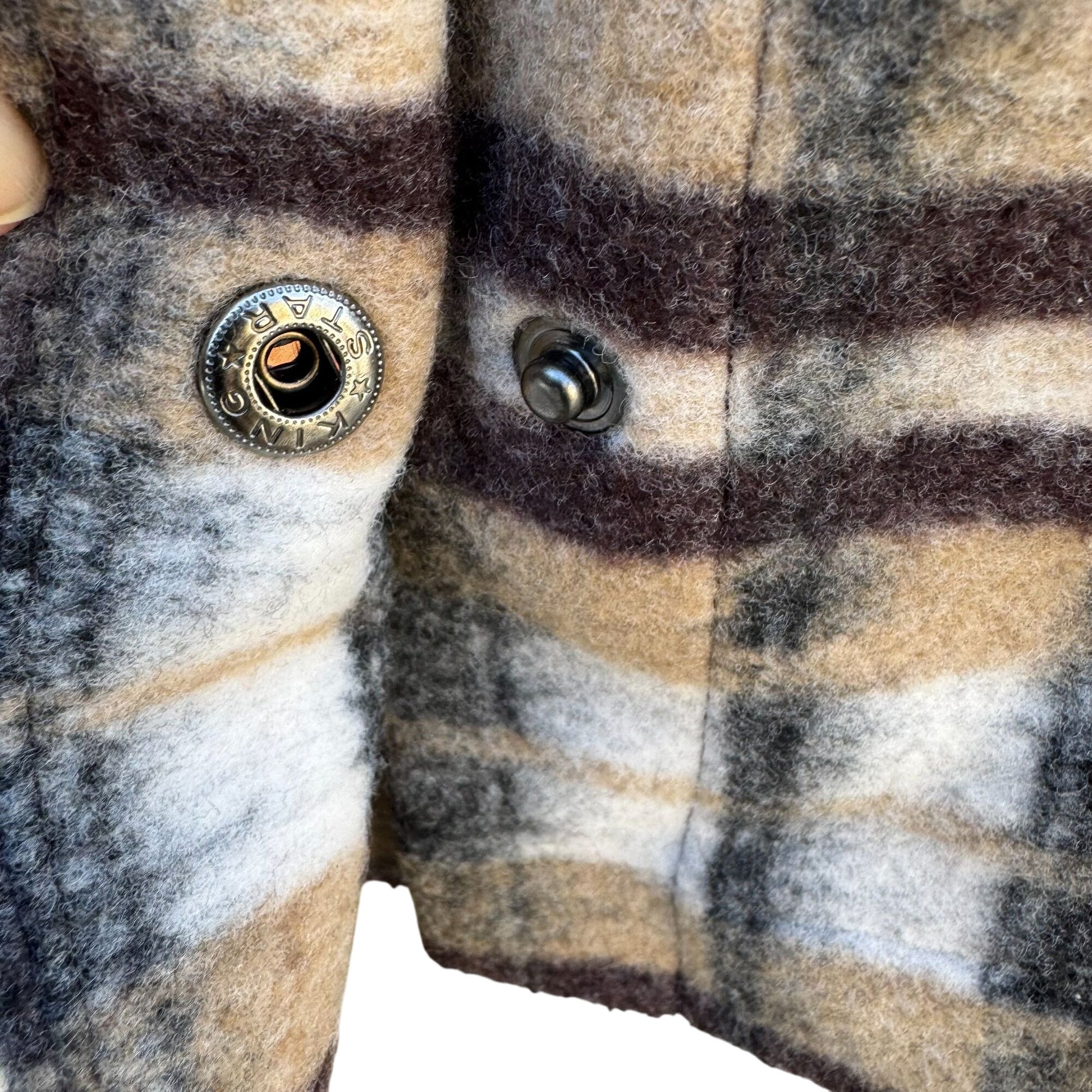 Forever 21 Plaid Flannel Y2K Grunge Oversized Jacket M Brown Beige Wool Blend