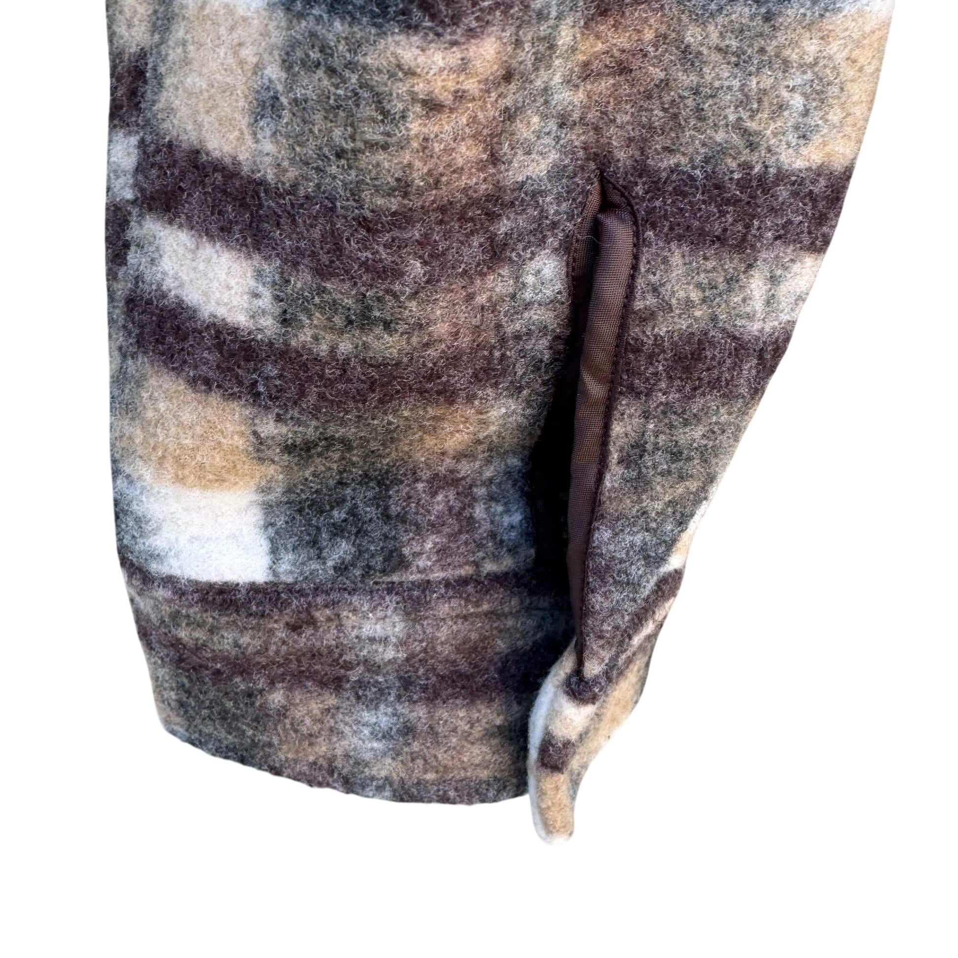 Forever 21 Plaid Flannel Y2K Grunge Oversized Jacket M Brown Beige Wool Blend